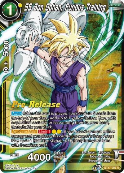 SS Son Gohan Furious Training BT17-095 Ultimate Squad Pre-Release Cards Dragonball Super card