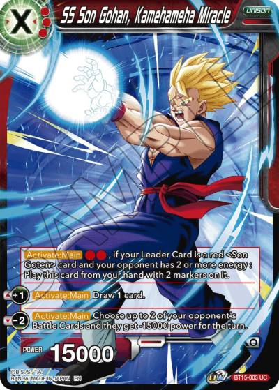 SS Son Gohan Kamehameha Miracle BT15-003 Saiyan Showdown Dragonball Super card