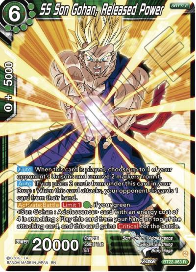 SS Son Gohan Released Power BT22-063 Critical Blow Dragonball Super card