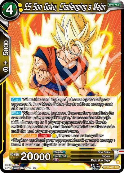 SS Son Goku Challenging a Majin BT28-092 Prismatic Clash Dragonball Super card