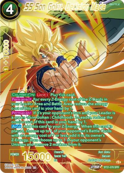 SS Son Goku Decision Made SPR BT21-076 Wild Resurgence Dragonball Super card