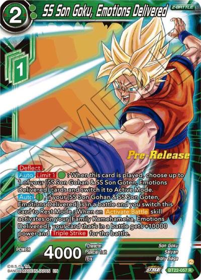 SS Son Goku Emotions Delivered BT22-057 Critical Blow Pre-Release Cards Dragonball Super card