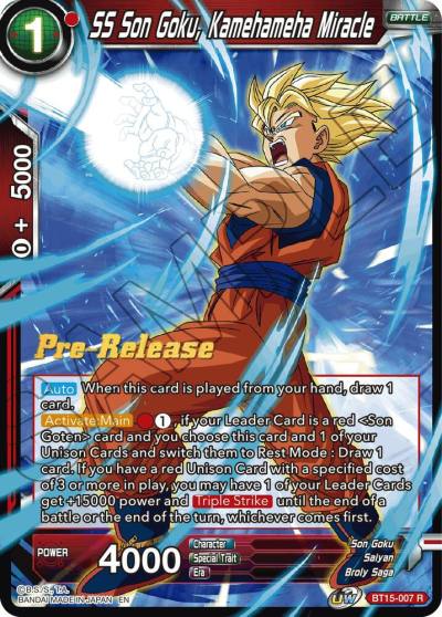 SS Son Goku Kamehameha Miracle BT15-007 Saiyan Showdown Pre-Release Cards Dragonball Super card