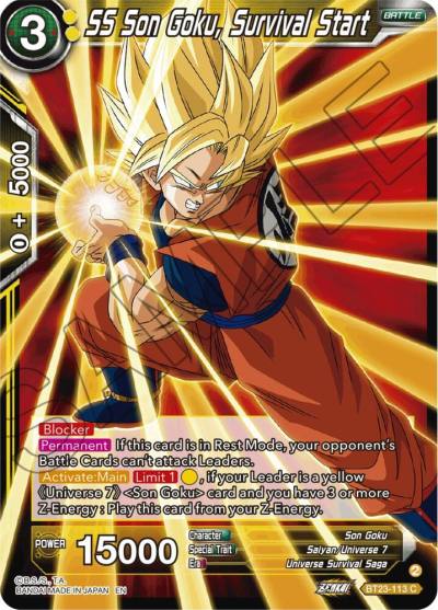 SS Son Goku Survival Start BT23-113 Perfect Combination Dragonball Super card