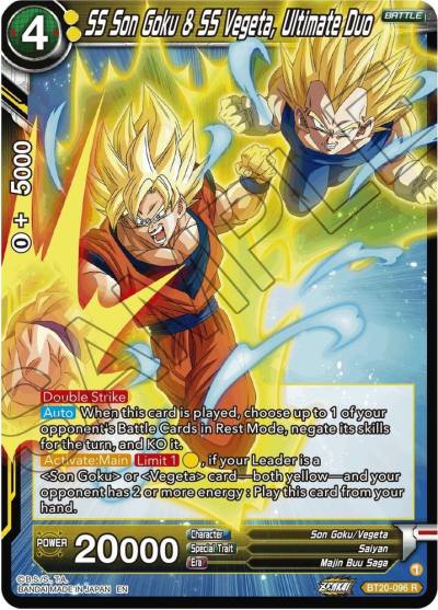 SS Son Goku and SS Vegeta Ultimate Duo BT20-096 Power Absorbed Dragonball Super card