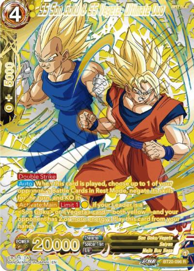 SS Son Goku and SS Vegeta Ultimate Duo Gold Stamped BT20-096 Power Absorbed Dragonball Super card