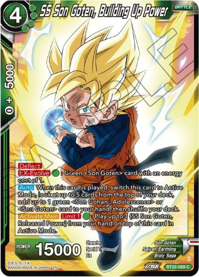 SS Son Goten Building Up Power BT22-069 Critical Blow Dragonball Super card