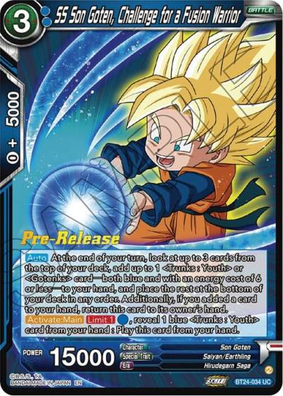 SS Son Goten Challenge for a Fusion Warrior BT24-034 Beyond Generations Pre-Release Cards Dragonball Super card