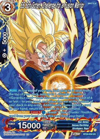 SS Son Goten Challenge for a Fusion Warrior Collector Booster Silver BT24-034 Beyond Generations Dragonball Super card