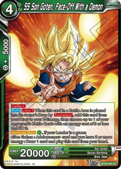 SS Son Goten Face Off With a Demon BT30-049 Three Glorious Fighters Dragonball Super card