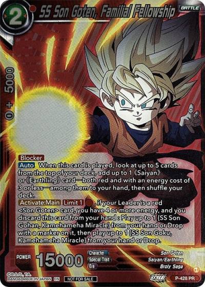 SS Son Goten Familial Fellowship Championship Pack 2022 Vol3 P-428 Tournament Promotion Cards Dragonball Super card
