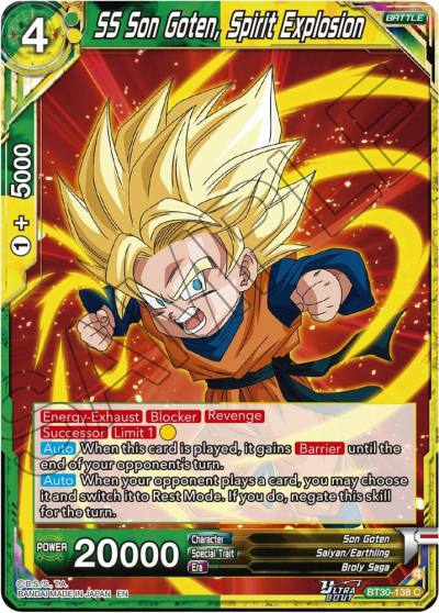 SS Son Goten Spirit Explosion BT30-138 Three Glorious Fighters Dragonball Super card