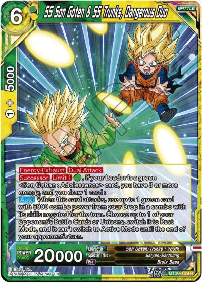 SS Son Goten and SS Trunks Drangerous Duo BT30-139 Three Glorious Fighters Dragonball Super card