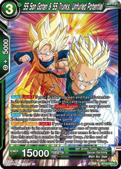 SS Son Goten and SS Trunks Unfurled Potential BT18-085 Dawn of the Z-Legends Dragonball Super card