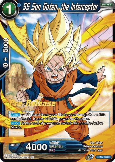 SS Son Goten the Interceptor BT16-028 Realm of the Gods Pre-Release Cards Dragonball Super card