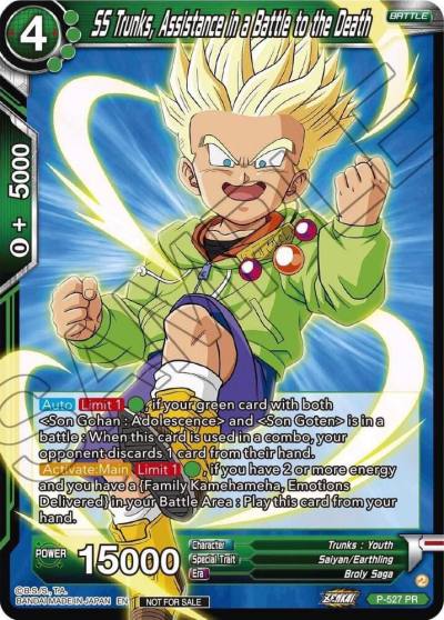 SS Trunks Assistance in a Battle to the Death Zenkai Series Tournament Pack Vol5 P-527 Tournament Promotion Cards Dragonball Super card
