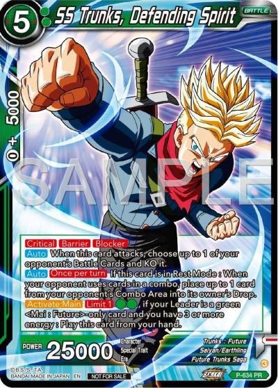 SS Trunks Defending Spirit Zenkai Series Tournament Pack Vol9 P-634 Promotion Cards Dragonball Super card