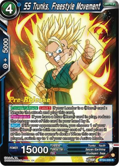 SS Trunks Freestyle Movement BT24-035 Beyond Generations Pre-Release Cards Dragonball Super card