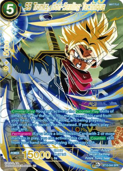 SS Trunks God Sealing Technique SPR BT10-044 Rise of the Unison Warrior Dragonball Super card
