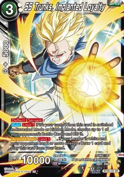 SS Trunks Implanted Loyalty BT29-121 Fearsome Rivals Dragonball Super card