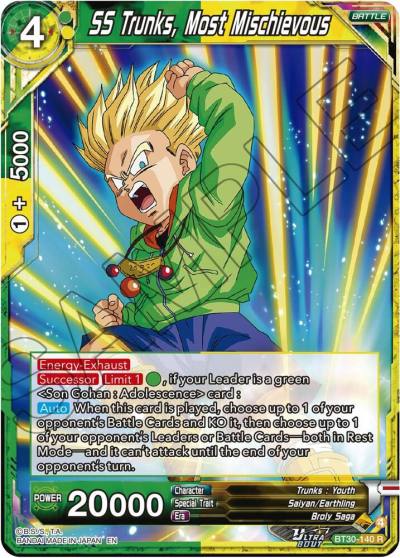 SS Trunks Most Mischievous BT30-140 Three Glorious Fighters Dragonball Super card
