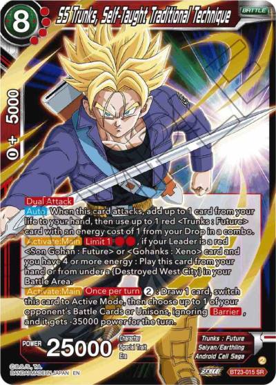 SS Trunks Self Taught Traditional Technique BT23-015 Perfect Combination Dragonball Super card