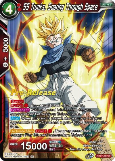 SS Trunks Soaring Through Space BT17-012 Ultimate Squad Pre-Release Cards Dragonball Super card