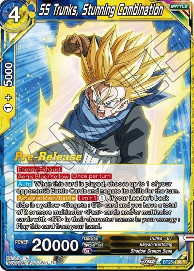 SS Trunks Stunning Combination BT25-136 Legend of the Dragon Balls Pre-Release Cards Dragonball Super card