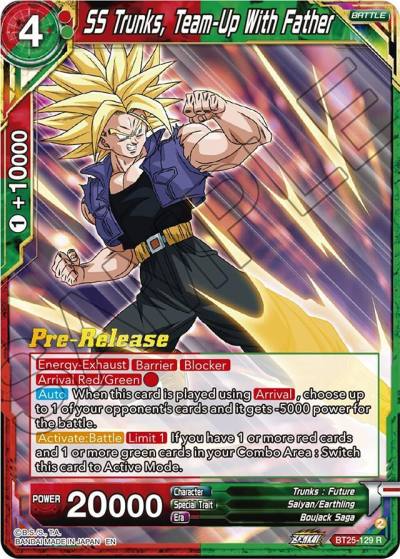 SS Trunks Team Up With Father BT25-129 Legend of the Dragon Balls Pre-Release Cards Dragonball Super card