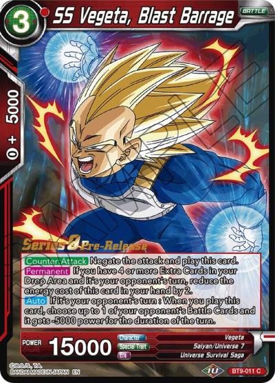 SS Vegeta Blast Barrage BT9-011 Universal Onslaught Pre-Release Cards Dragonball Super card