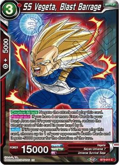 SS Vegeta Blast Barrage BT9-011 Universal Onslaught Dragonball Super card
