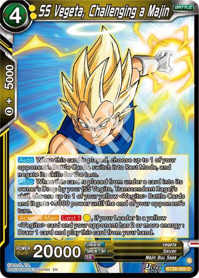 SS Vegeta Challenging a Majin BT28-095 Prismatic Clash Dragonball Super card