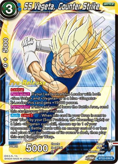 SS Vegeta Counter Strike BT22-039 Critical Blow Pre-Release Cards Dragonball Super card
