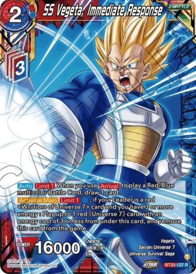 SS Vegeta Immediate Response BT20-137 Power Absorbed Dragonball Super card
