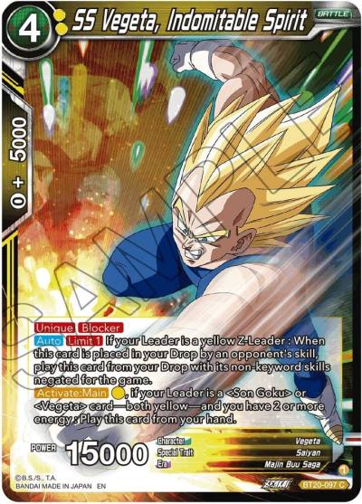 SS Vegeta Indomitable Spirit BT20-097 Power Absorbed Dragonball Super card