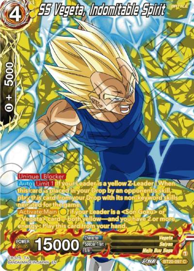 SS Vegeta Indomitable Spirit Silver Foil BT20-097 Power Absorbed Dragonball Super card