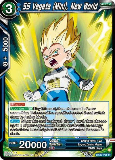 SS Vegeta Mini New World BT28-035 Prismatic Clash Dragonball Super card