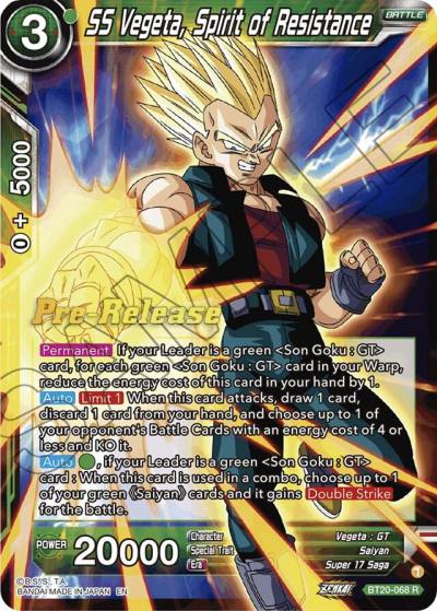 SS Vegeta Spirit of Resistance BT20-068 Power Absorbed Pre-Release Cards Dragonball Super card