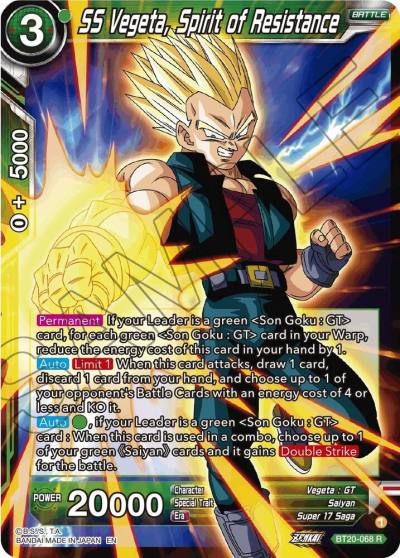 SS Vegeta Spirit of Resistance BT20-068 Power Absorbed Dragonball Super card