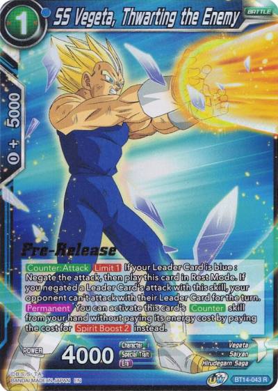 SS Vegeta Thwarting the Enemy BT14-043 Cross Spirits Pre-Release Cards Dragonball Super card