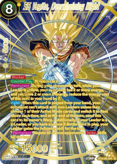 SS Vegito Overwhelming Might SPR BT20-099 Power Absorbed Dragonball Super card