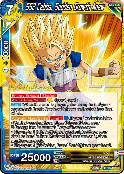 SS2 Cabba Sudden Growth Anew BT26-137 Ultimate Advent Pre-Release Cards Dragonball Super card