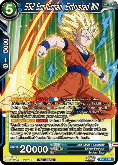 SS2 Son Gohan Entrusted Will Zenkai Series Tournament Pack Vol1 P-410 Tournament Promotion Cards Dragonball Super card