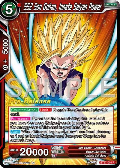 SS2 Son Gohan Innate Saiyan Power BT27-014 History of Z Pre-Release Cards Dragonball Super card