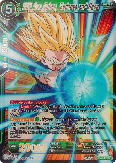 SS2 Son Gohan Sadness and Rage BT27-059 History of Z Dragonball Super card