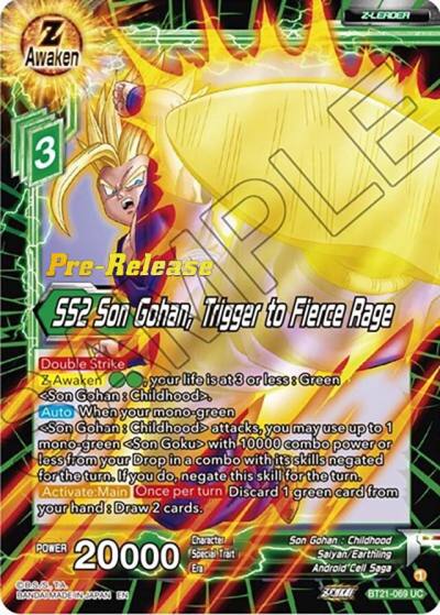 SS2 Son Gohan Trigger to Fierce Rage BT21-069 Wild Resurgence Pre-Release Cards Dragonball Super card