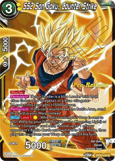 SS2 Son Goku Counter Strike BT22-107 Critical Blow Pre-Release Cards Dragonball Super card