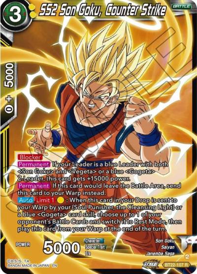 SS2 Son Goku Counter Strike BT22-107 Critical Blow Dragonball Super card