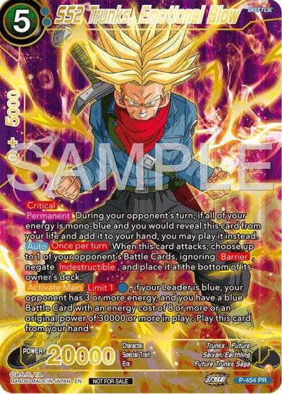 SS2 Trunks Emotional Blow Championship 2024 Finals Pack Gold Stamped P-454 Tournament Promotion Cards Dragonball Super card