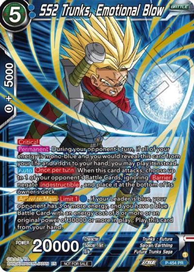 SS2 Trunks Emotional Blow Championship Selection Pack 2023 Vol1 Gold Stamped with Reflective Shatterfoil P-454 Tournament Promotion Cards Dragonball Super card